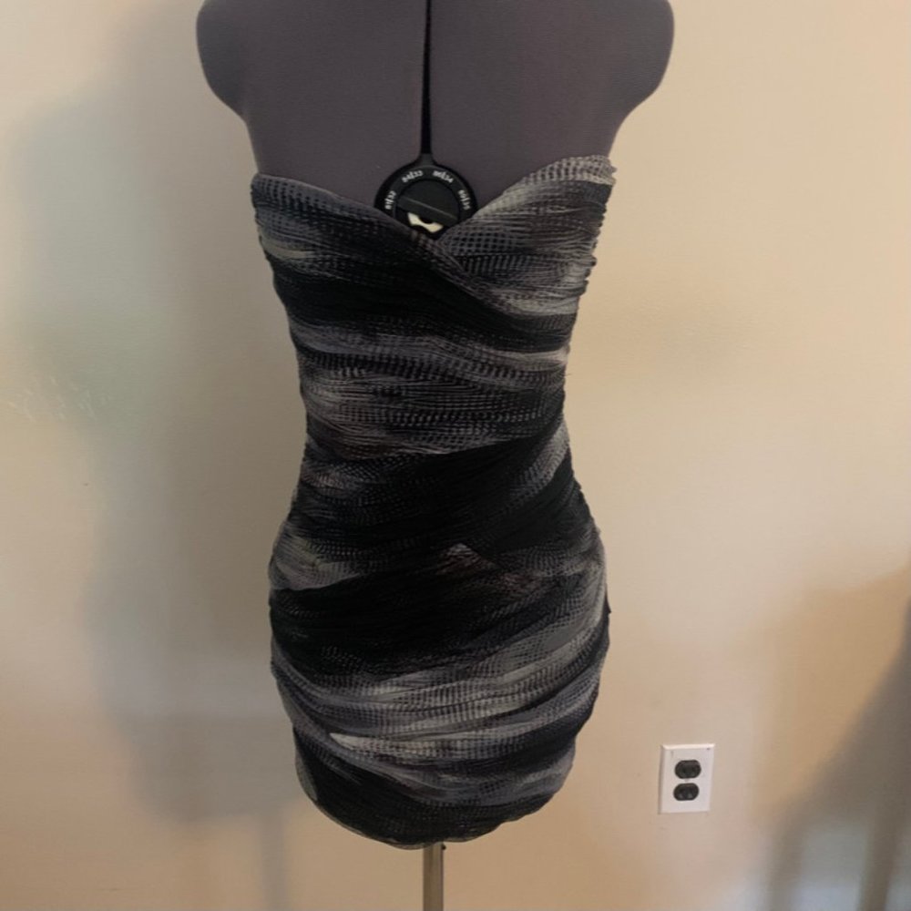 BCBG Max Azria Grey and Black Cocktail Dres